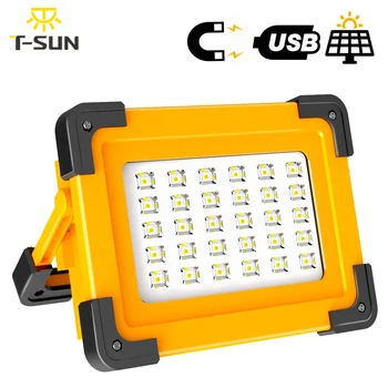 T-SONCE COB USB+Solarno Polnjenje Prenosnih Delo Svetlobe, Sončnih Kamp Svetilka Z Magnetom Led Svetilka Za na Prostem Pohodništvo Popravilo Avtomobila