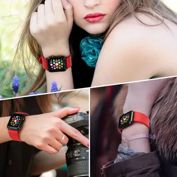 MAIKES Ikre Rdeče Watch Dodatki Apple jermenčki 44 mm 40 mm Šport Mehke Gume Watch Trak Za Apple Watch Band 42mm 38 mm
