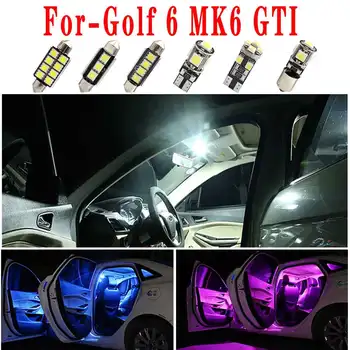 13pcs Avto Notranjosti Žarnice Komplet Za Golf6 GTI MK6 2010 - Canbus Napak Led Sijalka Bela Kupola Svetlobe