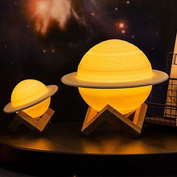 3D Tiskanje Saturn Lučka za Polnjenje Luna Lučka Noč Svetlobe Doma Dekoracijo LED Nočna Lučka Z Daljinskim upravljalnikom Otrok Darilo