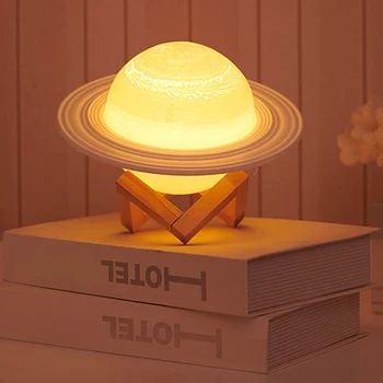 3D Tiskanje Saturn Lučka za Polnjenje Luna Lučka Noč Svetlobe Doma Dekoracijo LED Nočna Lučka Z Daljinskim upravljalnikom Otrok Darilo
