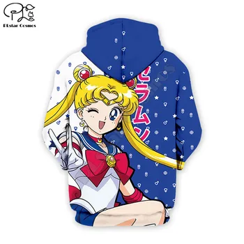 Sailor Moon Anime 3d vsem Natisnjeno Unisex hoodies Harajuku Moda Priložnostne Hooded zip Majica s kapuco padec ladijskega prometa