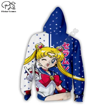 Sailor Moon Anime 3d vsem Natisnjeno Unisex hoodies Harajuku Moda Priložnostne Hooded zip Majica s kapuco padec ladijskega prometa