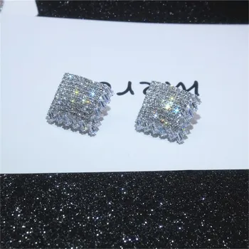Korejski novo modno oblikovanje nakita high-end sijoče kristalno simple square uhani bar stranka stranka uhani za ženske