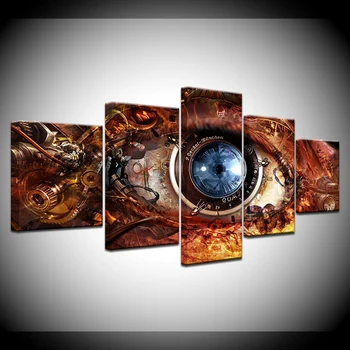 5 plošči Sodobne Dom Dekor stenskih slikah, za dnevno sobo Steampunk Povzetek Oči Plakat platno, Tisk slikarstvo na platno Artwor