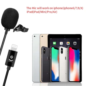 Mikrofon YC-LM10 II Strokovni Lavalier Strele Mikrofon 1,5 M 3M 6M kabel Za iPhone XS XR X/11/8/8 Plus/6/7 Plus iPad