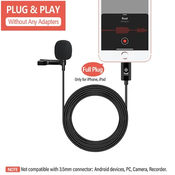 Mikrofon YC-LM10 II Strokovni Lavalier Strele Mikrofon 1,5 M 3M 6M kabel Za iPhone XS XR X/11/8/8 Plus/6/7 Plus iPad
