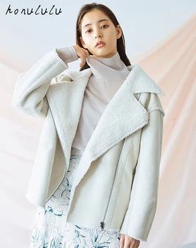 2020 jesen in zimo, novi izdelki, modni retro sladko kul svoboden jagnje žamet faux antilop river jakna ženske
