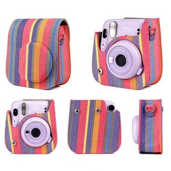 Ramenski Fotoaparat Zaščitna Primeru Pisane Vzorce Usnje Fotoaparat Torba Za Fujifilm Instax Polaroid Mini11 Mini 11 Case Torbice
