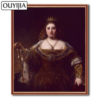 OUYIJIA 5D Rembrandt DIY Znak Kraljica Sliko Nosorogovo Dekoracijo Darilo Portreti Olje Mozaik Diamond Slikarstvo Vezenje