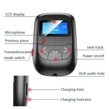 T14 5.0 Bluetooth Adapter za LED Zaslon Brezžični Audio Modri Zob Oddajnik Sprejemnik za RAČUNALNIK Avto 3.5 mm AUX Glasbe Pošiljatelja Adaptador