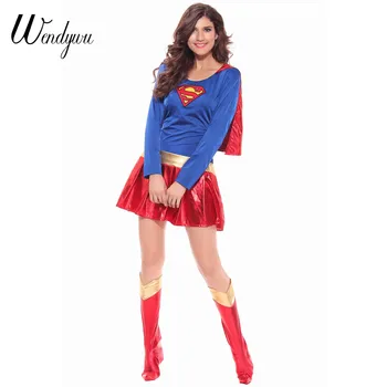 Wendywu Vroče Prodaje Ženske Superhero Odrasle, Mini Modno Obleko Obleko Za Noč Čarovnic Super Dekle Kostum