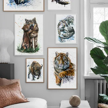 Tiger Volk, Lisica Leopard Živali Umetnosti Tiskanja Nordijska Plakatov In Fotografij Wall Art Platno Slikarstvo Stenske Slike Za Dnevna Soba Dekor