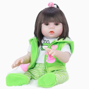 53 cm Srčkan Simulacije Prerojeni Baby Doll Žaba Plašč Celotno Vinil Lahko Zavrtite Mehke Ude Akril Oči Bo Lulat Božično Darilo za Rojstni dan