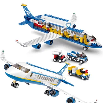 Mesto Letalo Air Avtobus tovorno Letalo Letalo Model gradniki Določa Avion Tehnika DIY Brinquedos Izobraževalne Opeke Otroci Igrače