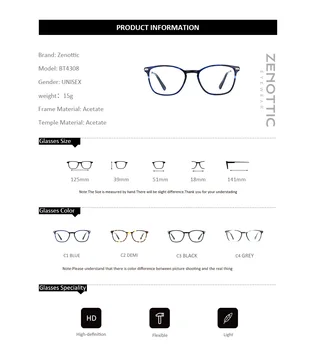 ZENOTTIC Acetat Recept Očala Ženske Moški Kratkovidnost Optični Okvir Daljnovidnost Branje Photochromic Recept za Očala