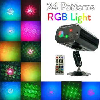 24 Vzorcev Mini RGB LED Laser Pozornosti Disco DJ LED Fazi Učinek Svetlobe Bar KTV Stranka Projektor Lučka Klub Ples Washlight