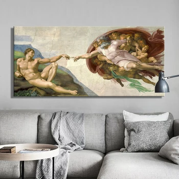 Fresco Michelangelo Oblikovanje Adam Oljna slika na Platnu Plakatov in Fotografij Cuadros Wall Art Slike Za dnevno Sobo