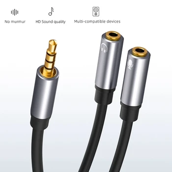 Oppselve Slušalke Splitter Avdio Kabel 3,5 mm Moški 2 Ženski Jack 3.5 mm Splitter Adapter Aux Kabel za iPhone 12 Huawei Igralec