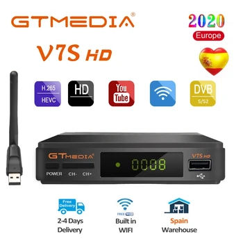 Gtmedia DVB-S2 V7S HD Satelitski Dekoder 1080P DVB-S2 GT Mediji V7S HD Vključujejo USB Wifi H. 265 TV Box Powered by v7 Daljinski upravljalnik
