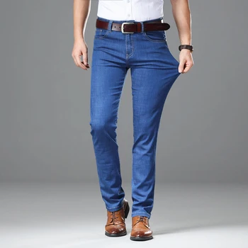 Moške jeans poletje tanke oddelek udobno mehko bombažne stretch 2020 nov modni velik obseg moške kavbojke straight