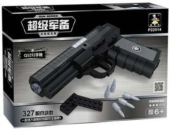 327pcs Mestu Vojaške Policije Pištolo Gradnik Zbiranja Igrač za strelno Orožje Model Super Oborožitev Pištolo DIY Gradnik