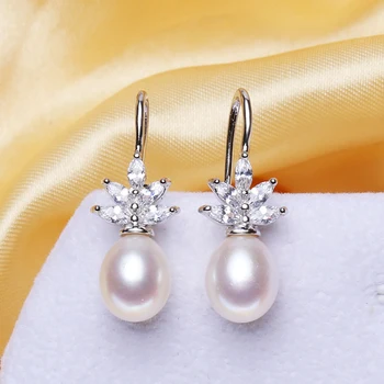 Moda Novih naravnih sladkovodnih biser uhani za ženske 925 sterling srebrni uhani s pearl