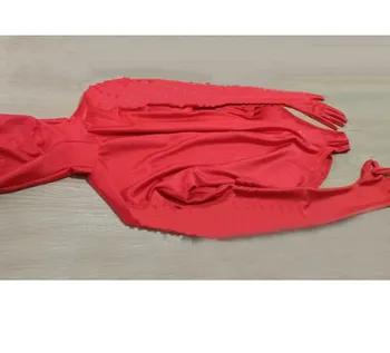 Odraslih Rdeče dolgimi rokavi, Unisex Seksi Stranka Leotard Lycra Spandex Halloween Cosplay Zentai Catsuit po Meri