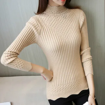 Ženske toplo pol-vratu jopica 2021 pozimi nova barva kratek pulover puloverju Slim tesen-opremljanje prosto živečih dolgo sleeved majica