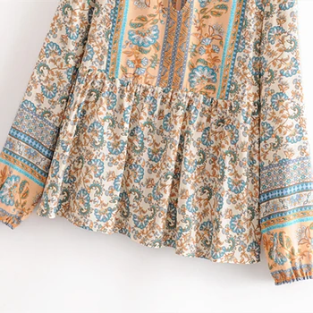 Chu Sau lepote Nove 2019 Boho Cvjetnim Tiskanja Bluze za Ženske Počitnice Stil Modni Majice z Dolgimi Rokavi Ženske Camisa De Moda