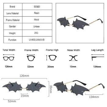 TAKO&EI Moda Nezakonitih Jasno Ocean Leče za Očala Bat Obliko Ženske sončna Očala blagovne Znamke Oblikovalec Rimless Dame sončna Očala Oculos