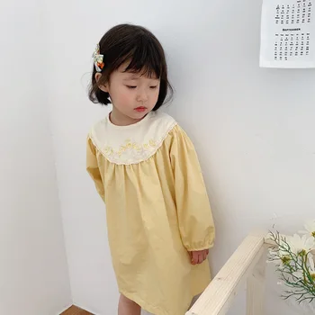 Dekleta Obleko korejski Moda Vezenje Dolg Rokav Obleke za Dekleta, Otroci, Oblačila, 2020 Poletje Malčka Dekle Obleko 2 3 4 5 6 Let