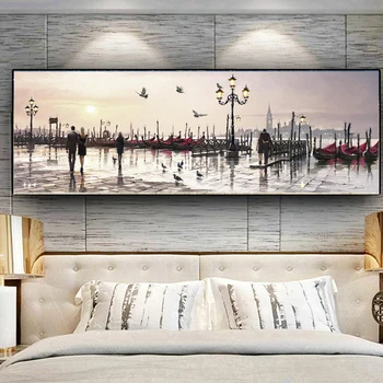 Povzetek Benetke, Mesto Voda, Oljna slika na Platnu Resort Čolni Stavb Cuadros Plakatov in Fotografij Wall Art za dnevno Sobo