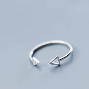 Tovarniško Ceno 925 Sterling Silver Fashion Minimalism Geometrijske Trikotnik Odprite Prilagodljiv Obroč Fine Nakit za Ženske