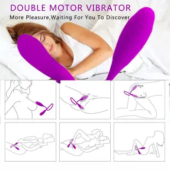 Polnilna Dvojni Vibrator 7 Hitrosti Dvojno Glavo Skok Jajce Bullet Vibrator Analni Vibrator Butt Plug Adult Sex Igrača Za Par Moški Ženske