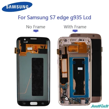 Super AMOLED Za Samsung Galaxy S7 Rob G935F G935FD Burn-v senci Lcd-Zaslon, Zaslon na Dotik, Računalnike 5.5
