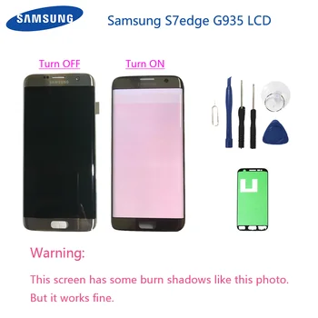 Super AMOLED Za Samsung Galaxy S7 Rob G935F G935FD Burn-v senci Lcd-Zaslon, Zaslon na Dotik, Računalnike 5.5