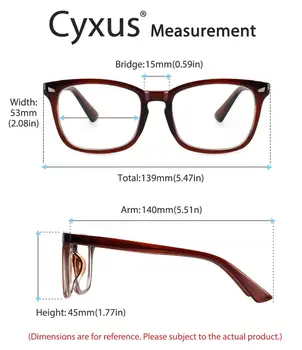 Cyxus Nerd Kvadratni Okvir za Očala Moški Ženske Branje Jasno Objektiv Črna Očala 8082