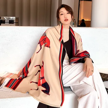 Luksuzne blagovne Znamke kašmir ženske šal kariran pozimi toplo ruto in zaviti ruta pashmina ženski foulard dolgo, debelo odejo 2020 NOVA