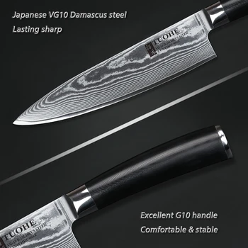 TUOHE 8 Cm Kuhar Japonski Noži Damask Jekla Profesionalni Kuhinjski Noži Cleaver Filetiranja Nož Helikopter Z G10 Ročaj