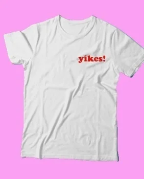 HAHAYULE Yikes Ponudbe T-Shirt Ženske Tumblr Srčkan Grunge Estetske Graphic Tee Priložnostne Kratkimi Beli Vrhovi