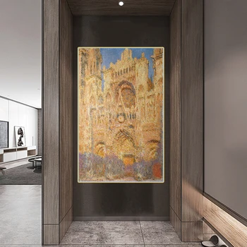 Citon Claude Monet《Rouenu Katedrala Zahodna Fasada》Platno Oljna slika, Super stavbe Umetnosti Plakat Slika Stenski Dekor Doma Dekoracijo