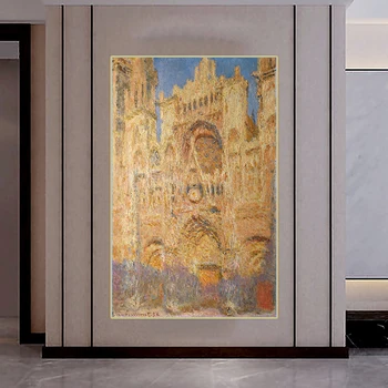 Citon Claude Monet《Rouenu Katedrala Zahodna Fasada》Platno Oljna slika, Super stavbe Umetnosti Plakat Slika Stenski Dekor Doma Dekoracijo