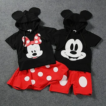 Mickey Baby Boy Oblačila Sklop Minnie Dekleta Disney Oblačila Twin Bratje in Sestre 2pcs bo Ustrezala Šoli Enotnih Športnih Obleko, ki Določa