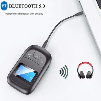 T14 Bluetooth 5.0 Avdio Oddajnik Sprejemnik z LED Zaslon 3.5 mm AUX Brezžični Glasbeni Adapter za Avto PC Zvočnik