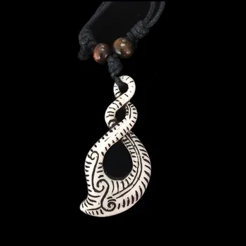 Debelo 12PCS imitacije kosti carving Maori ogrlica pulover verige vosek vrv nastavljiva dolžina ogrlica nakit darilo