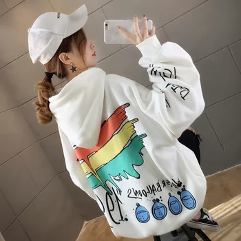 2020 Moda Harajuku Zimski pulover s kapuco Ženske Svoboden korejskem Slogu Majica Jeseni Bts Ulične Cvet Tiskanja Hoodie Za leto 2020 y2k