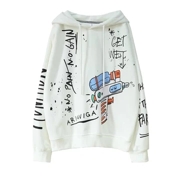 2020 Moda Harajuku Zimski pulover s kapuco Ženske Svoboden korejskem Slogu Majica Jeseni Bts Ulične Cvet Tiskanja Hoodie Za leto 2020 y2k