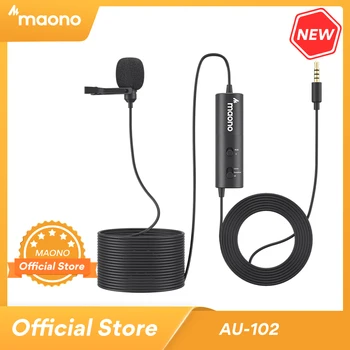 MAONO AU-102 Lavalier Mikrofon 6M Clip-on 3,5 mm Ovratnik Kondenzatorja River Mikrofon za snemanje Telefonskih DSLR Fotoaparat Z VTIČNICA za Slušalke