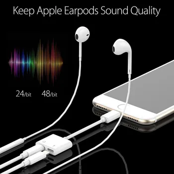 2 v 1, Dual Strele Adapter za Polnjenje Audio Adapter Za iPhone 8 7 Plus 10 X Polnilec za Ločevanje Slušalke Tok Visoke Kakovosti